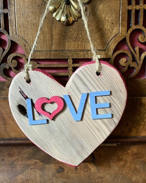 Large Wooden Heart with letters spelling out LOVE